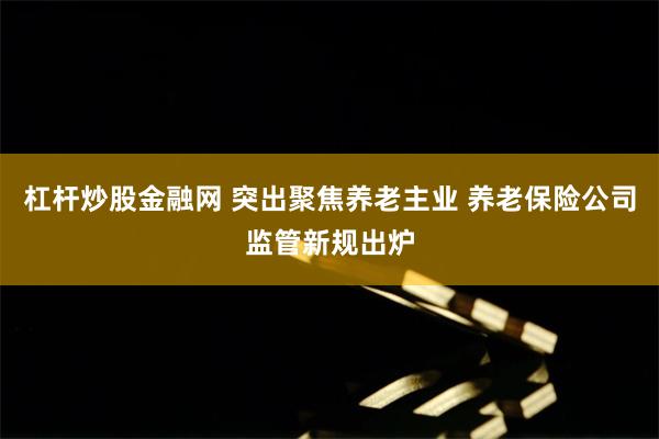 杠杆炒股金融网 突出聚焦养老主业 养老保险公司监管新规出炉